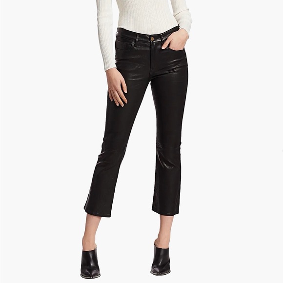 $998 FRAME LEATHER PANTS: LE CROP MINI BOOT IN LEATHER